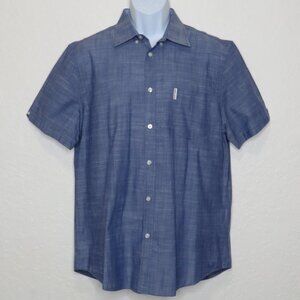 Ben Sherman* Men's Short Sleeve Button Down Curved Hem Chest Pocket Shirt~ Large